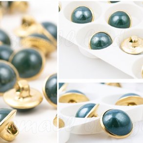 Metalknap med kunstig perle - M�rk Gr�n (No.226)