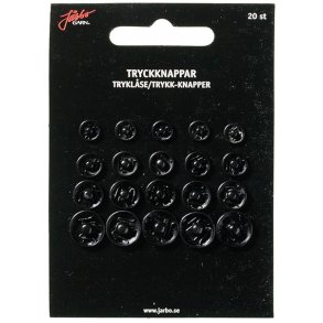 Trykknapper - Jrbo Garn 20 stk ass. Fv. Sort.  (no.13419)