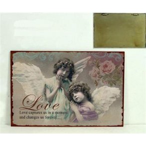 Metalskilt med englemotiv.  (no.129)