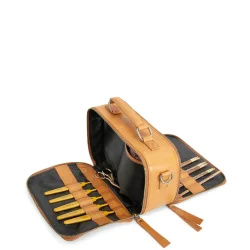 Muud - Lilly - Smuktaske i lder til strikkeudstyr Farve Whisky