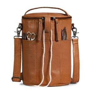 Muud - Saturn XL - Stor Ldertaske til dit strikkeudstyr mm. Farve Whiskey