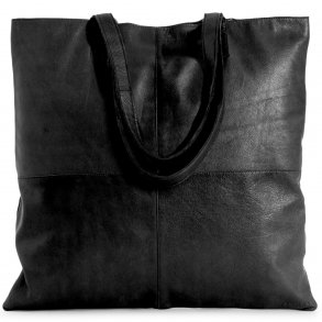 Muud - Show XL - Hndlavet Oversized Lder Shopper. Farve Sort