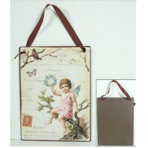 Metal Skilt - Fransk Postkort m/engel (117)