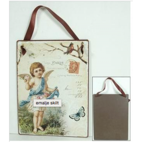 Metal Skilt - Fransk Postkort m/engel (118)