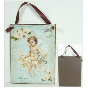 Metal Skilt - Fransk Postkort m/engel (116)