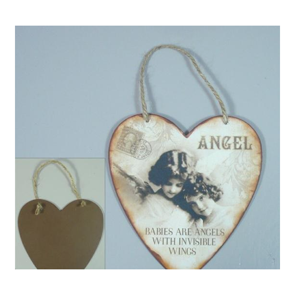 Metal Skilt Hjerteformet " ANGEL babies ... .."(207)