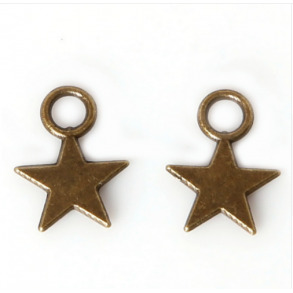 Charms - Bronze farvet stjerner - 10 stk.