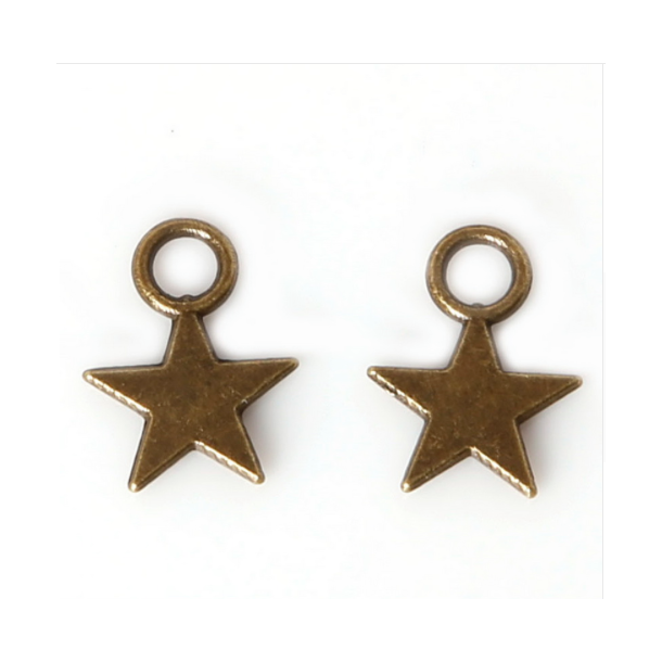 Charms - Bronze farvet stjerner - 10 stk.