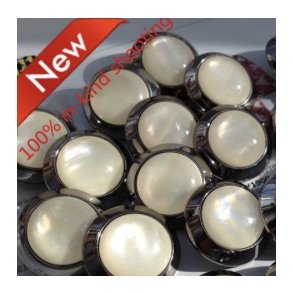 Slvgr knap med kunstig perle.   (no.154)