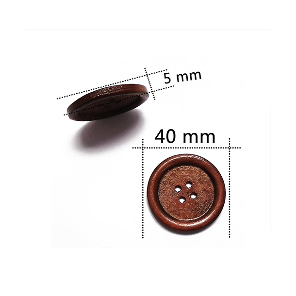 Rund brun trknap 40 mm (no.621)