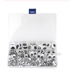 Plastic Moving Eyes Box med 1000 stk ass