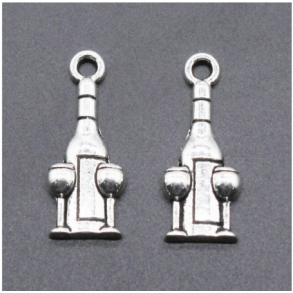 Charms - Model Vinflaske med glas