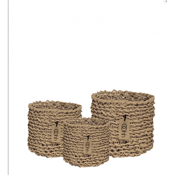 Set of 3 Woven Paper Baskets Fv. Natural