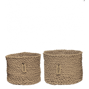 Set of 2 Woven Paper Baskets Fv. Naturel