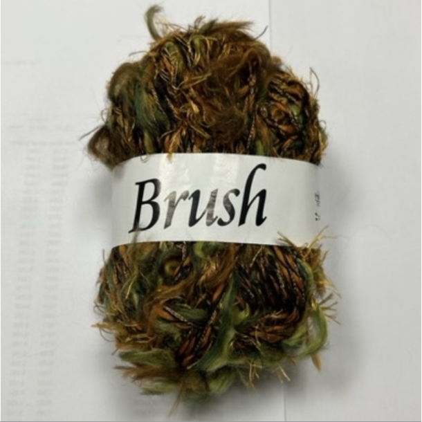 Brush Multicolor Pelsgarn - Fv. 02 Guld/Grn/Brun