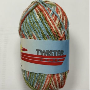 G-B Garn - Twister Color Fv. 202 Koral/Gr�n/Turkis/Hvid