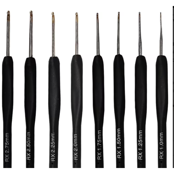 H�klen�les�t 8 stk Str. 1,00-2,75 mm. Sort