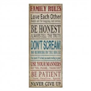Metalskilt XL - Family Rules...  (no.249)