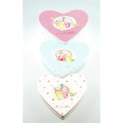 Metal dser 3 stk Hjerteformede i st.