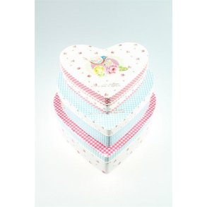 Metal dser 3 stk Hjerteformede i st.