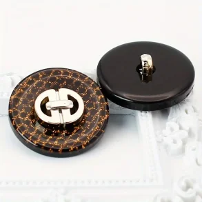 Plastknap - Coffee/Gold 10 stk