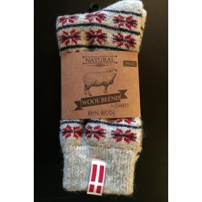 Ragsokker Rd af 80% Uld m/ Dansk flag - Nr. 22