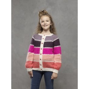 Dolce Stribet Mohaircardigan til pige - Cewec - Enkeltopskrift nr 4611