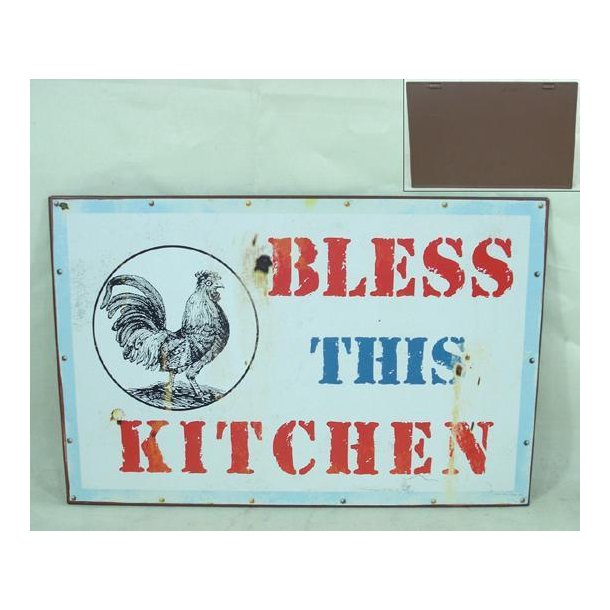 Metalskilt "Bless this kitchen"