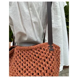 Petiteknit - Lderstrop til French Market Bag - Mrke Brun