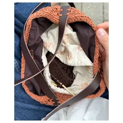 Petiteknit - Lderstrop til French Market Bag - Mrke Brun