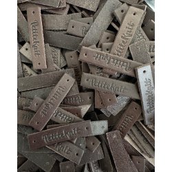 Petiteknit - L�derlabel M�rkebrun 1 Stk