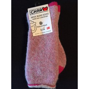 Ragsokker Rd m/frotté af 80% uld i Thermal brushed. (09)