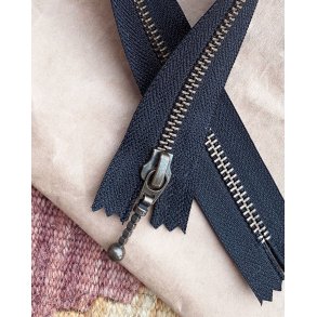 YKK Lynls 4mm Antik Messing 14/17/23/28 Cm Fv. Sort