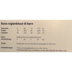 Bella By Permin - Basis raglanbluse til brn - Enkeltopskrift / Nr. 893234