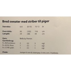 Bella By Permin - Bred sweater m/striber til piger - Enkeltopskrift / Nr. 893235