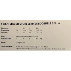 Bella By Permin - Sweater med store rmer i dob. Bella - Enkeltopskrift / Nr. 893240