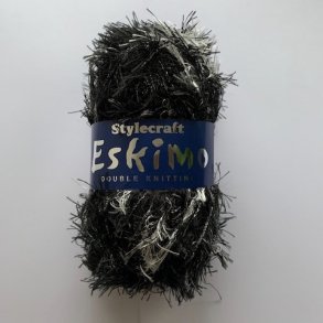 Pelsgarn Eskimo. Fv. 51 Sort/Slvl Multi