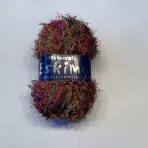 Pelsgarn Eskimo. Fv. 516 Grn/Guld/Rosa/Sort Multi