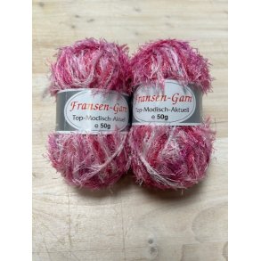 Fransen Pelsgarn fra G-B. Farve 110 Pink/Hvid