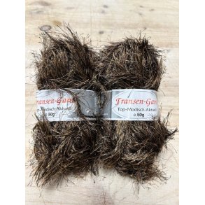 Fransen Pelsgarn fra G-B. Farve 107 Brun/Sort. 