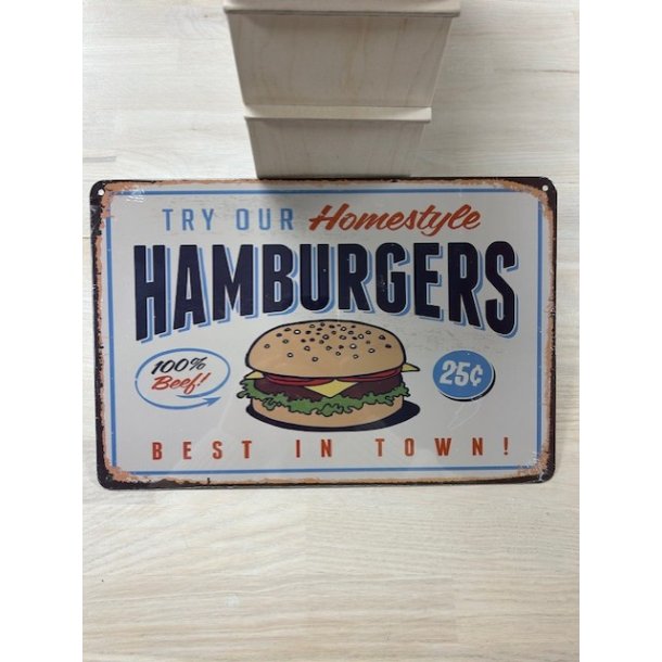 Metal Barskilt - Hamburgers... 20x30 Cm (B306)