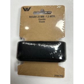 Elastik 25mm - 1,50 M Sort