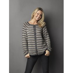 "Simplicity" Cardigan i striber med sm snoninger ved raglan - Cewec - Enkeltopskrift nr 3805