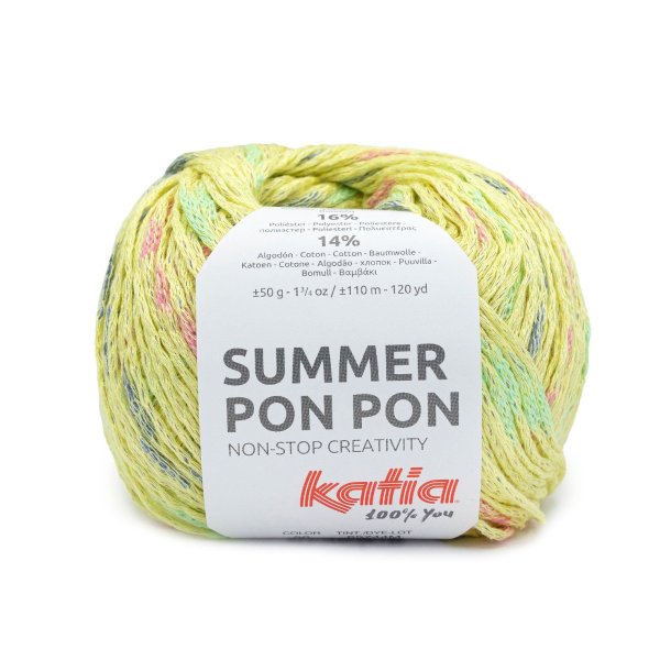 Katia - Summer Pon Pon Fv 56 Light yellow-Mint green-Light fuchsia-Light blue